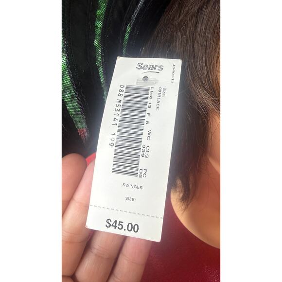 Vtg Sears Black Swinger Kentucky Derby Hat Wide Brim Ostrich Feather Rose NWT main image 6